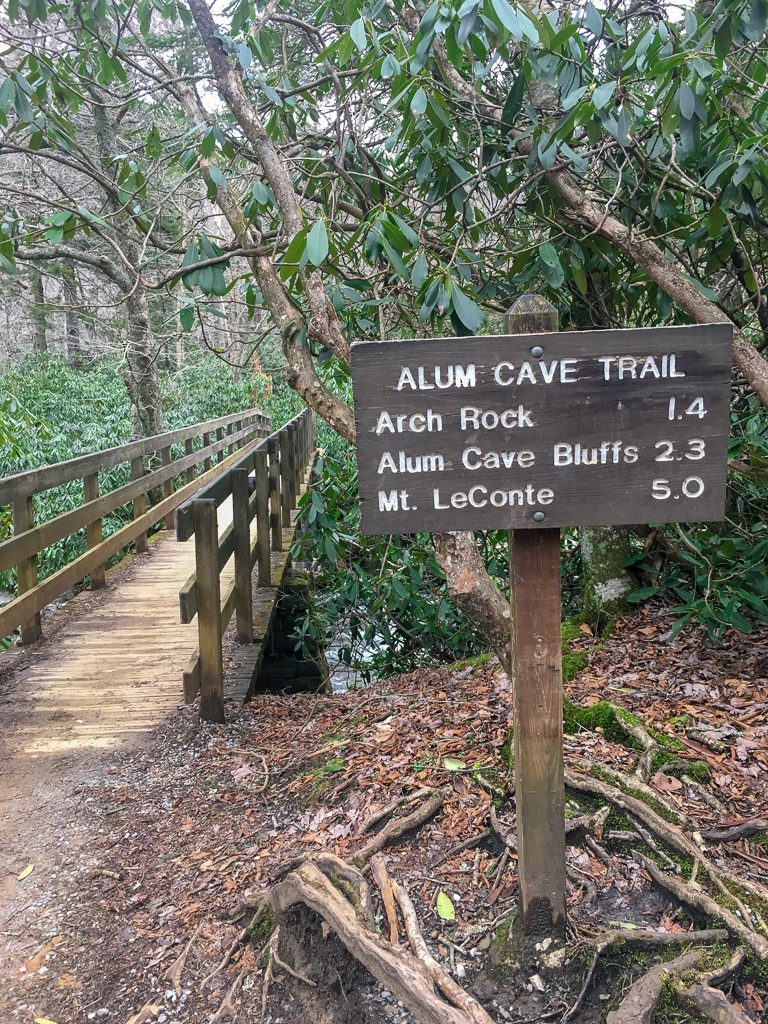 alum cave trail sign