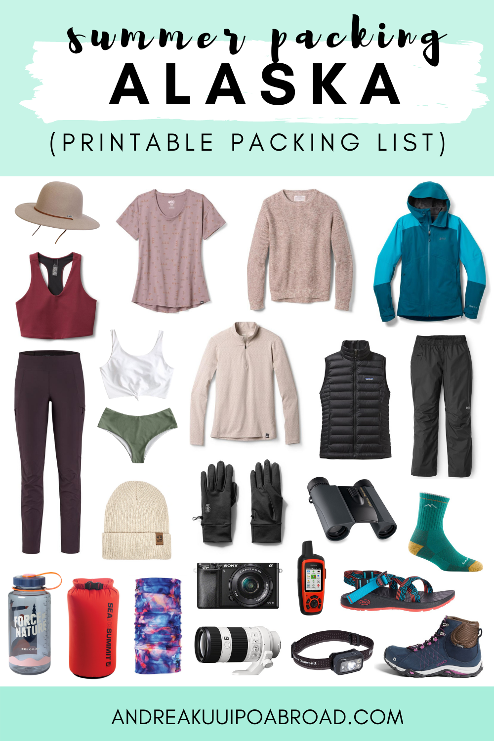 30 Alaska Summer Packing List Items (Printable Checklist) - Andrea Kuuipo  Abroad