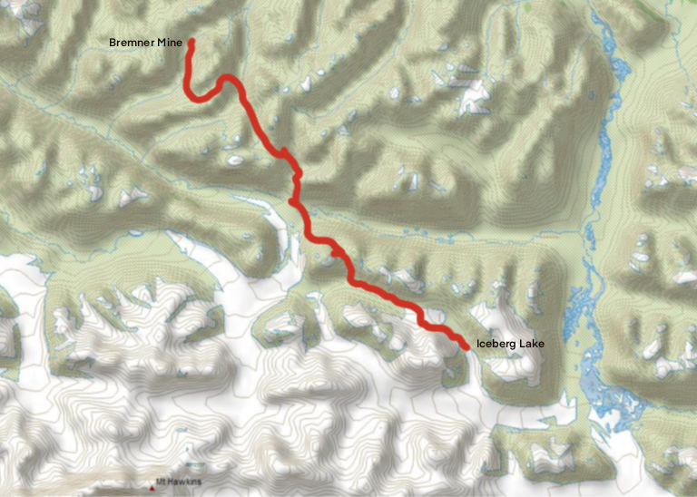 Iceberg Lake Bremner Mine Route