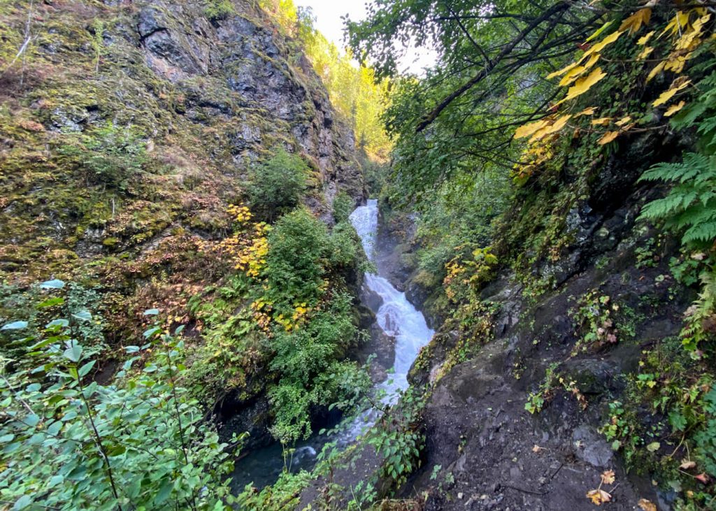family friendly waterfall hiking trail near anchorage alaska