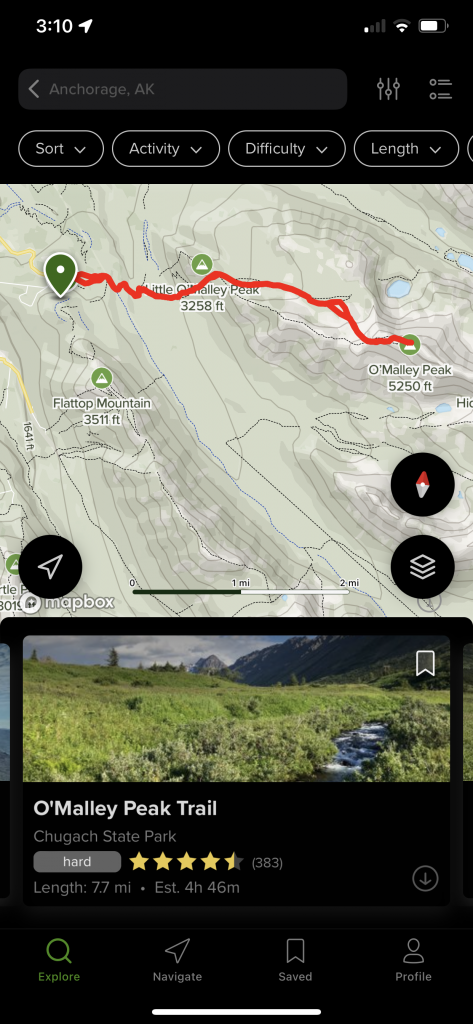 Best hiking app to use in Alaska is AllTrails app review